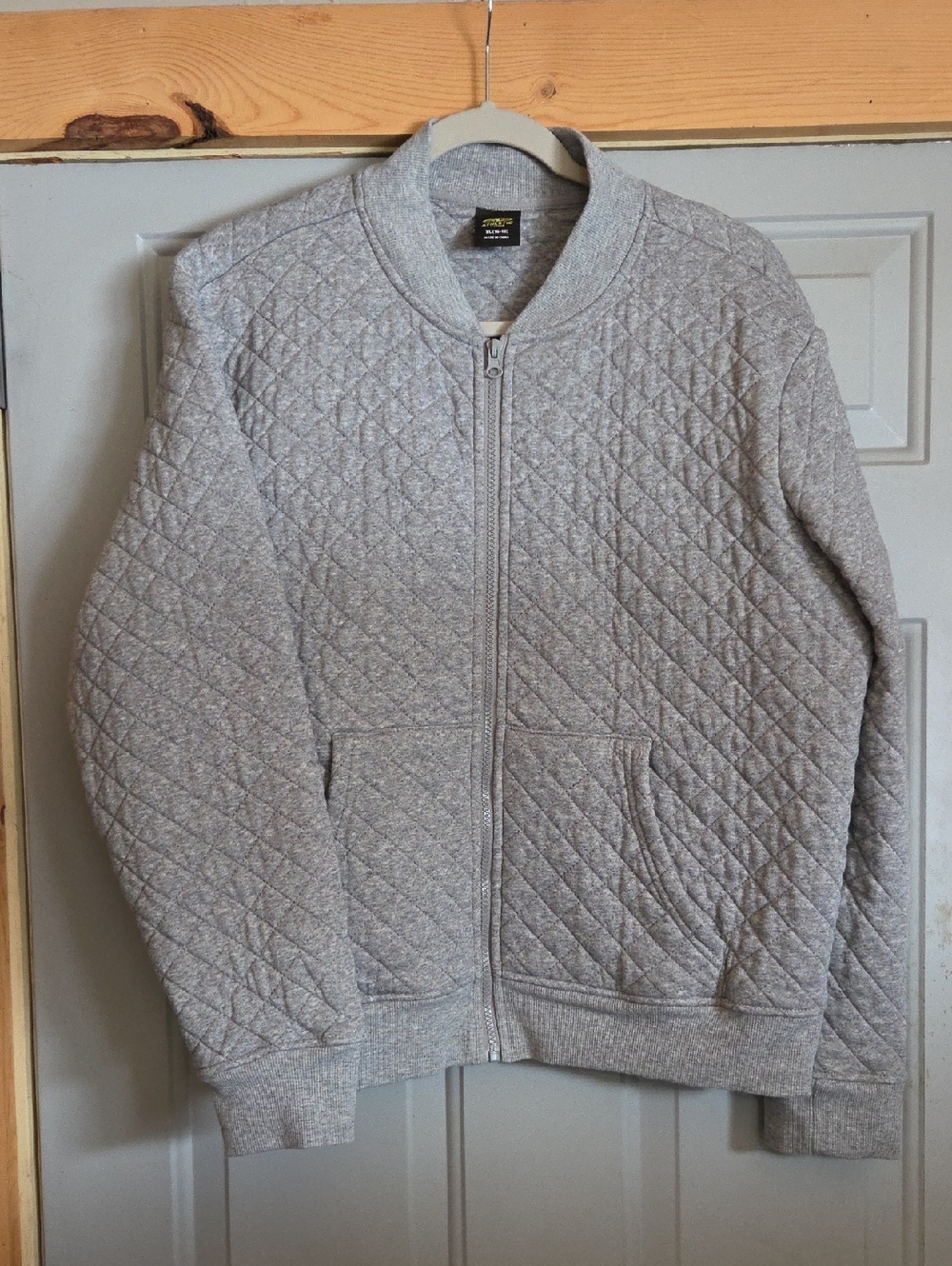 Gray Quilted Bomber Jacket